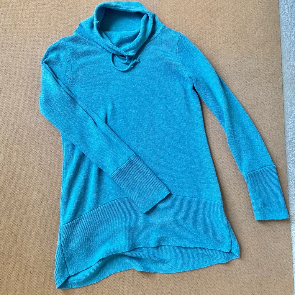 AKINI Cowl Neck Teal Sweater